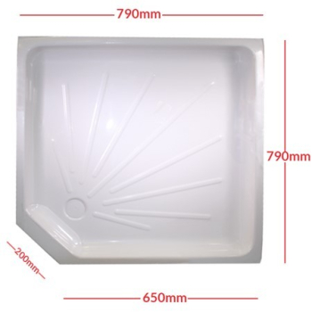 Shower skin white, with cut off corner, 800mm x 800mm x 660mm x 660mm (PC002751E)
