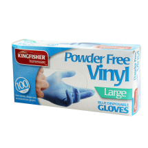 100 Pack of Blue Powder Free Vinyl Disposable Gloves Large