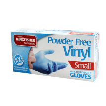 100 Pack of Blue Powder Free Vinyl Disposable Gloves Small