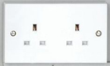 2 gang 13A Unswitched Socket - White