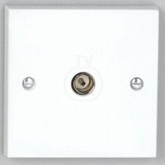 Single Flush Co-Axial Outlet - White Single Flush Co-Axial Outlet - White