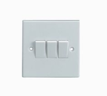 3 gang 2 way 10A Plate Switch - White