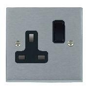 Satin Chrome 1 gang 13A Switched Socket