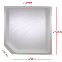Shower skin white, with cut off corner, 800mm (PC002751F)