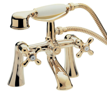 Pillar Bath Shower Mixer With Kit - Antique Gold Plated Pillar Bath Shower Mixer With Kit - Antique Gold Plated