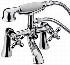 Pillar Bath Shower Mixer With Kit - Chrome Plated